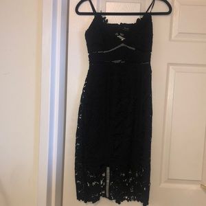 Black Bardot Midi Cocktail Dress